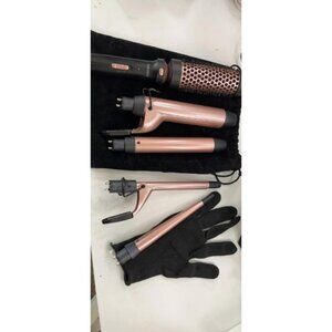 5 in 1 Curling Iron Set with Curling Brush and 4 Interchangeable Ceramic